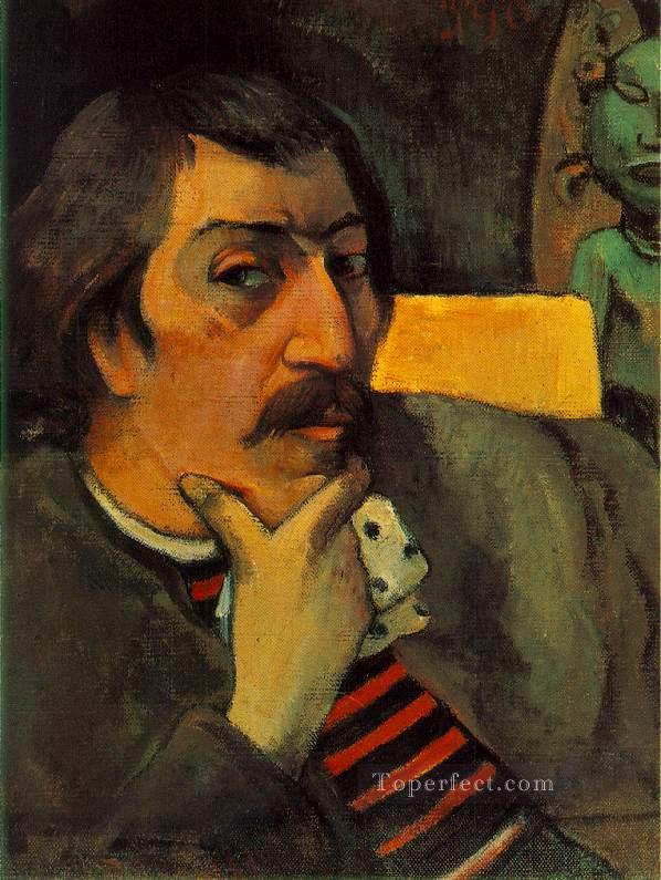 Portrait of the Artist with the Idol Post Impressionism Primitivism Paul Gauguin Oil Paintings